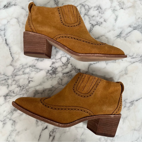 MADEWELL Grayson Brogue Brown Suede Chelsea Ankle Boots Western Cowboy Size 7 - Picture 8 of 13